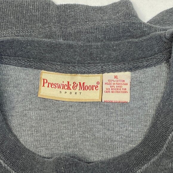 Preswick & Moore Sport Raglan Sleeve Rib Knit Crew Neck Tee Gray XL Athletic Top - Picture 11 of 12